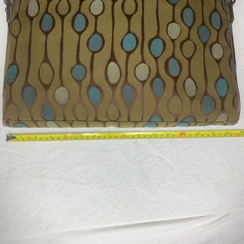Angela Adams Retired Green Teal Canvas Shoulder Tote Satchel Geometric Bag HTF
